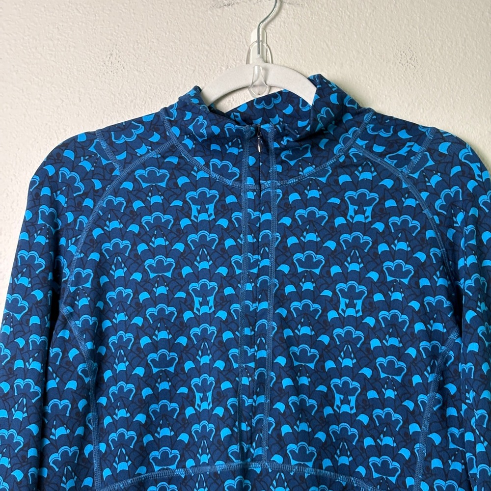 Title Nine Getaway Dress Size XL Blue Geometric Print Quarter Zip Long Sleeve - Picture 2 of 11